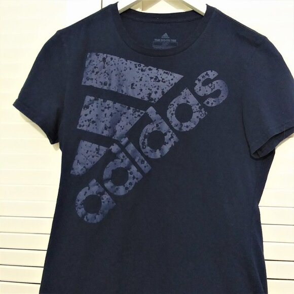 Adidas Tee Shirt Logo Dark Navy Blue Short Sleeve Go To Tee Womens Small - Picture 2 of 5